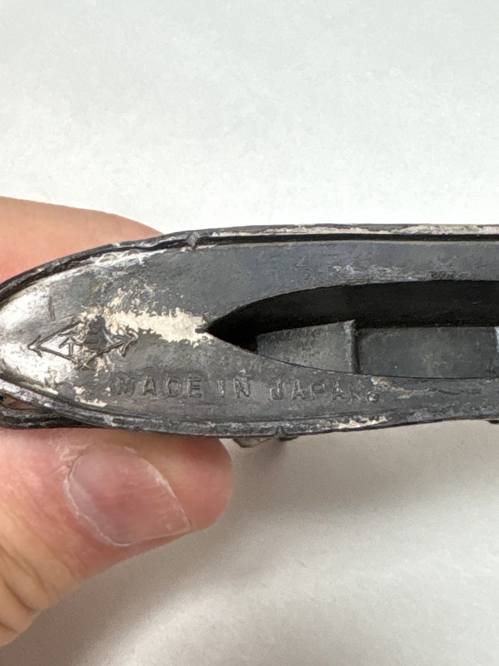 Pewter Sailing Ship Paperweight Made in Japan 4 inches Long Used As-is