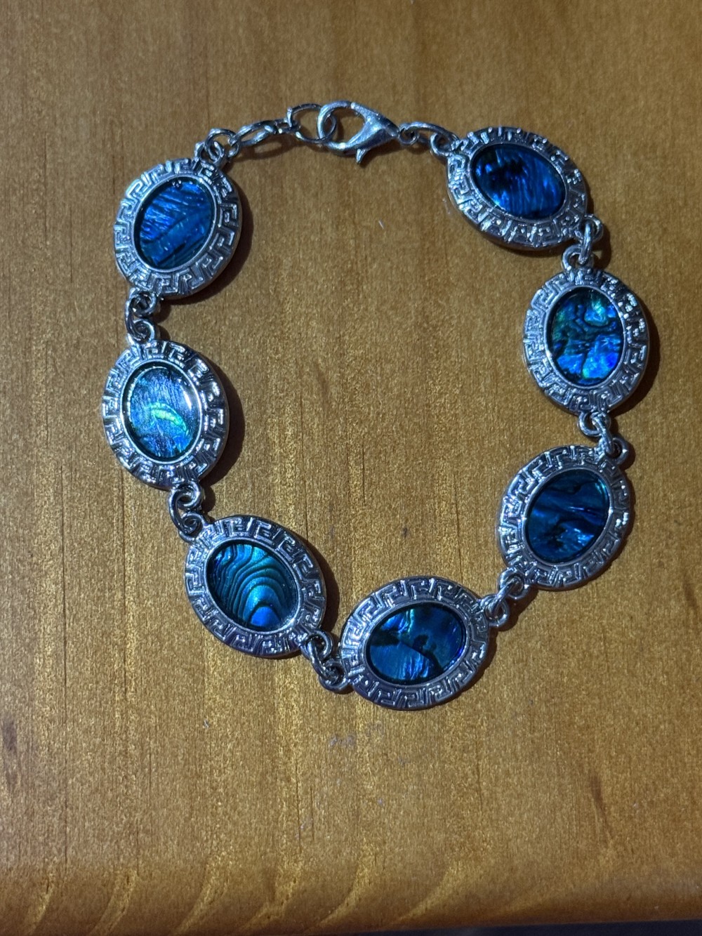 Bracelet Shell Inlay Medallions Set in Silver
