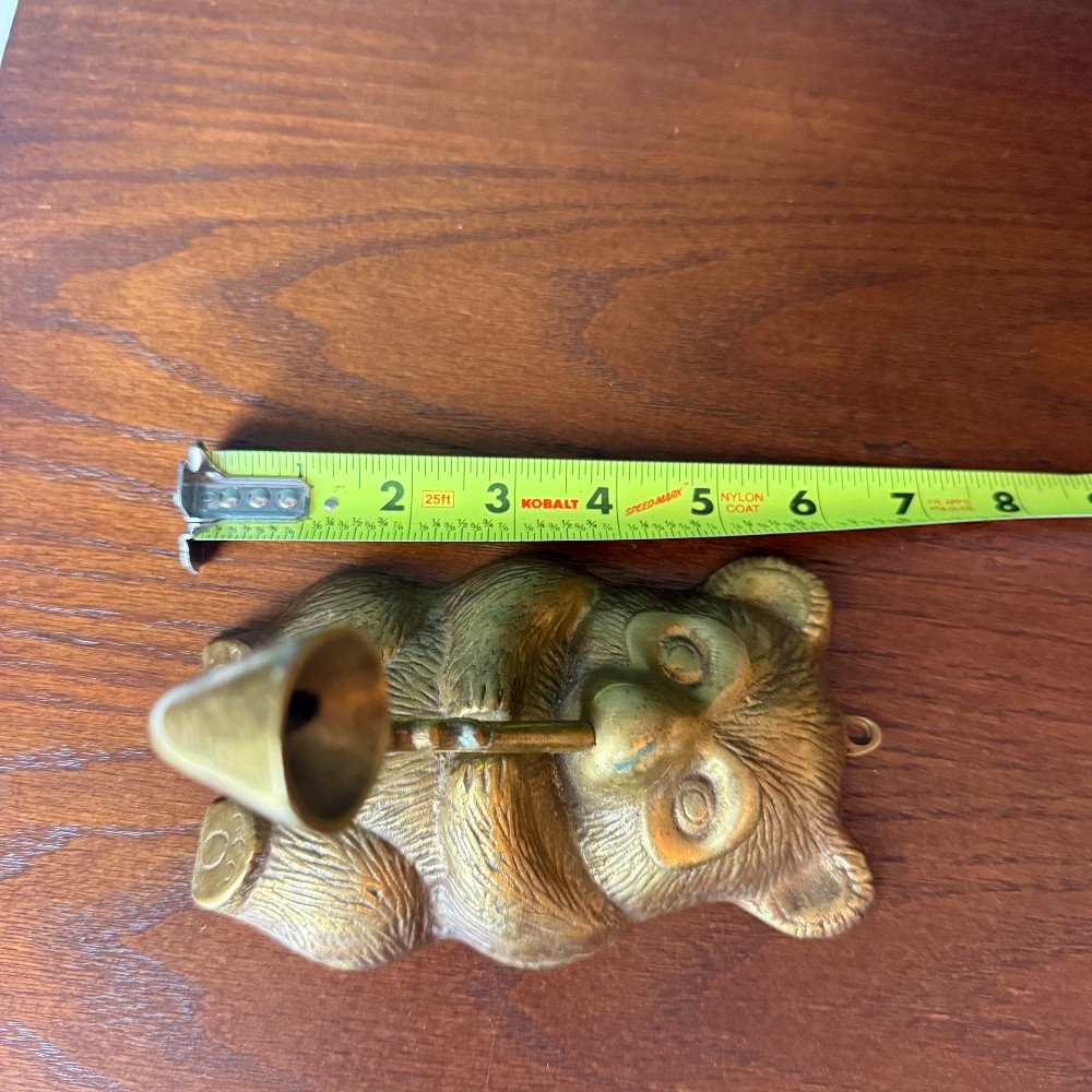Vintage Brass Bear Wall Hook, Curved Horn Design