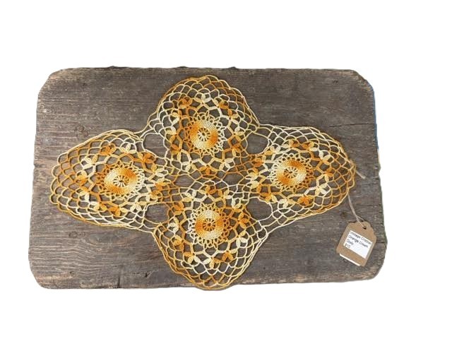 Hand Crochet Orange Cream Doily