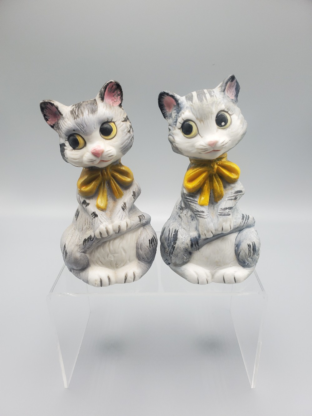 Vintage Ceramic Cat Bell Figurines Pair