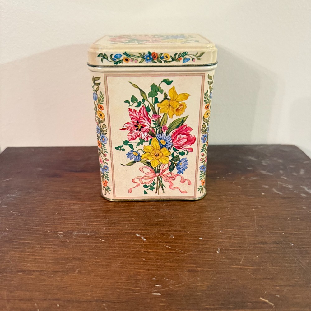Hallmark Cream Floral Bouquet Lidded Tin