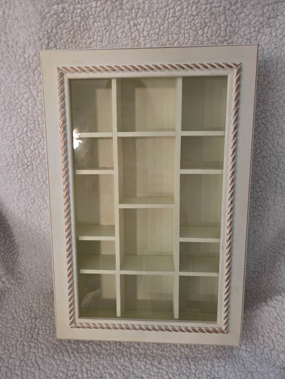 White Wooden Wall Curio Cabinet