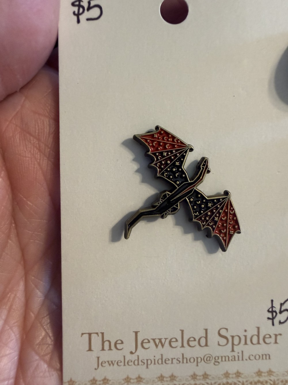 Enamel Dragon Pin Red and Black
