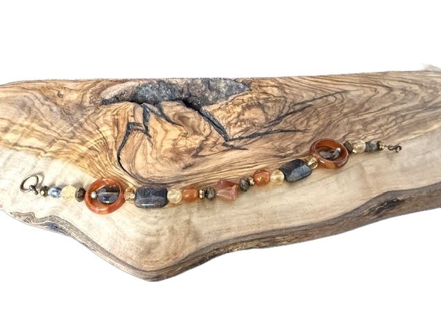 Fall Stone Glass Bracelet 8.5 Inches