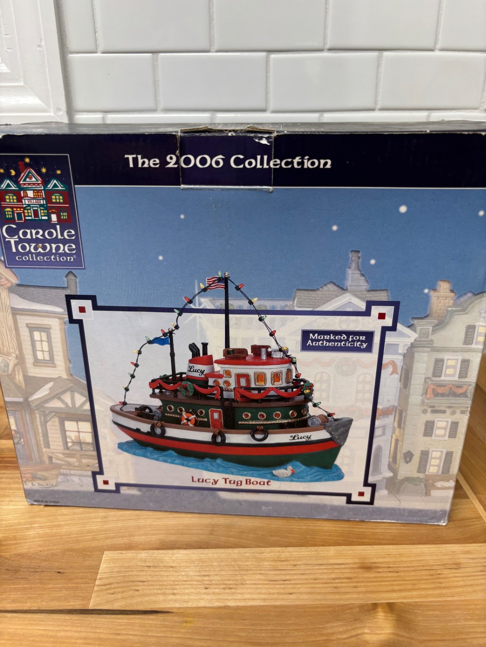 Carole Towne Lucy Tug Boat Lemax Lighted Christmas Village Boat 2006 w/ Box