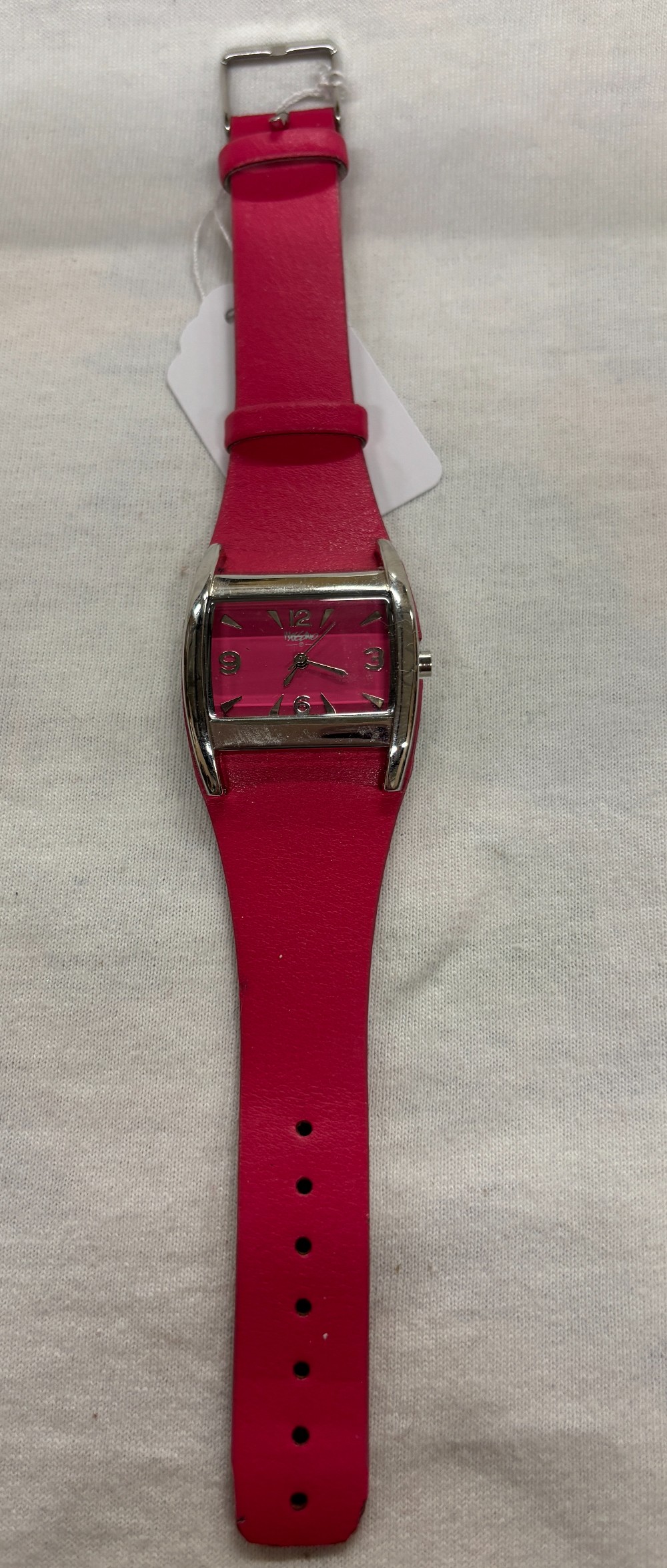 Watch Mossimo pink leather band silver rectangular face