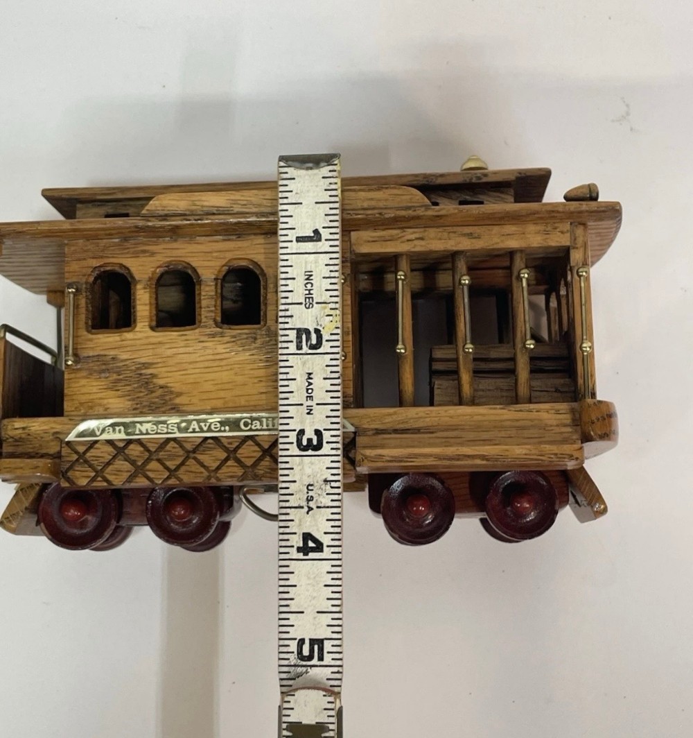 Music Box Wooden San Francisco Cable Car Van Ness Market Streets Souvenir 7 Inches Working