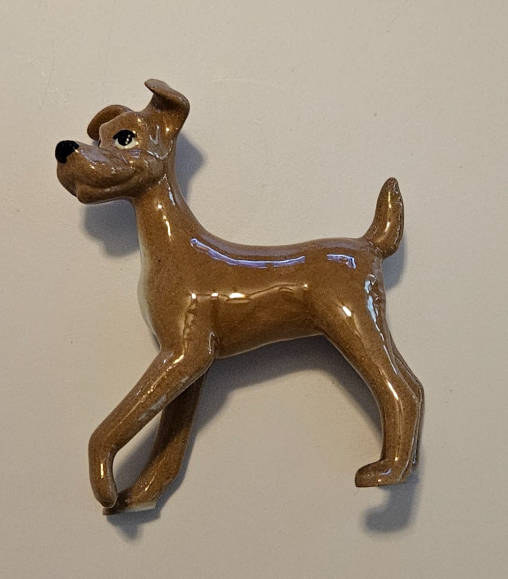 vintage miniature glazed ceramic dog figurine
