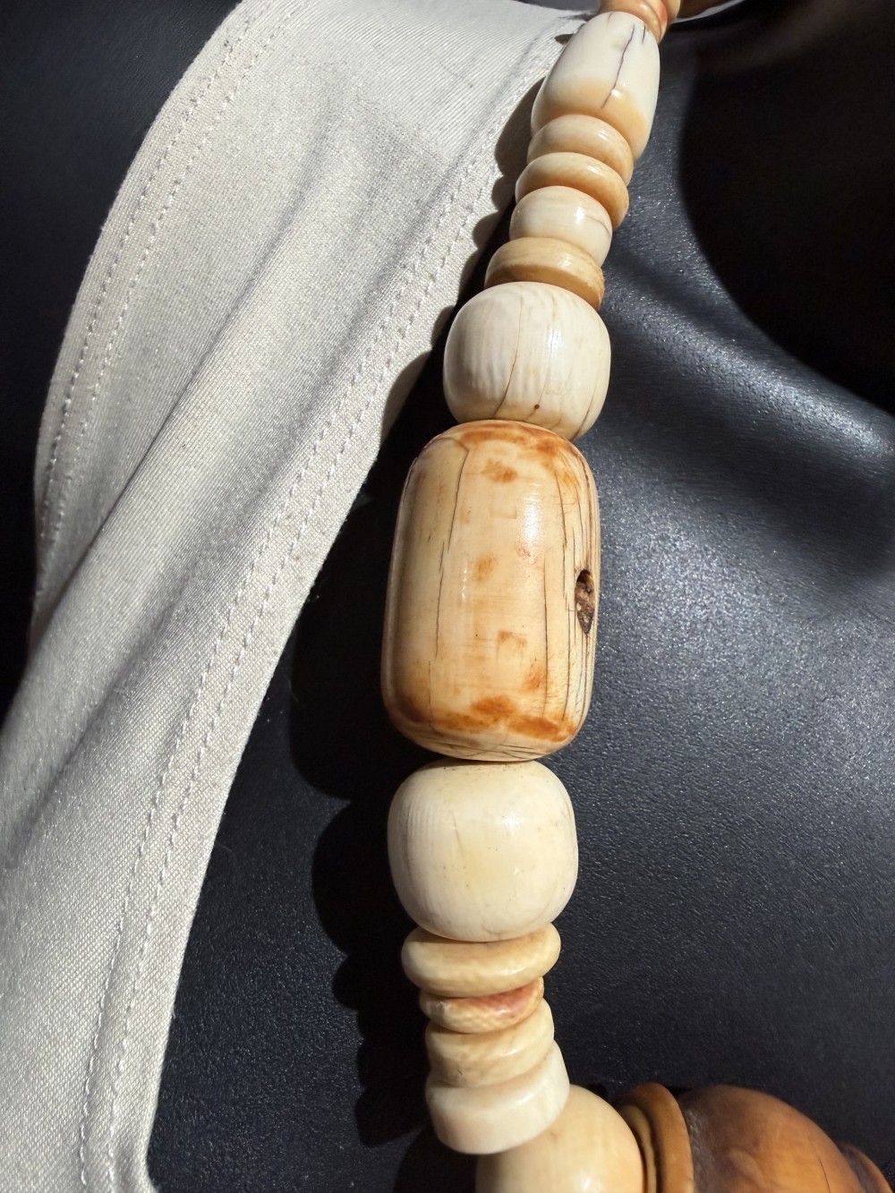 Necklace - Large Beaded Cream and Brown Necklace