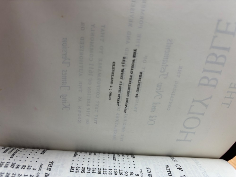 Bible King James Version Holy Bible with Concordance Thumb Indexed Red Edges 1951 Presentation