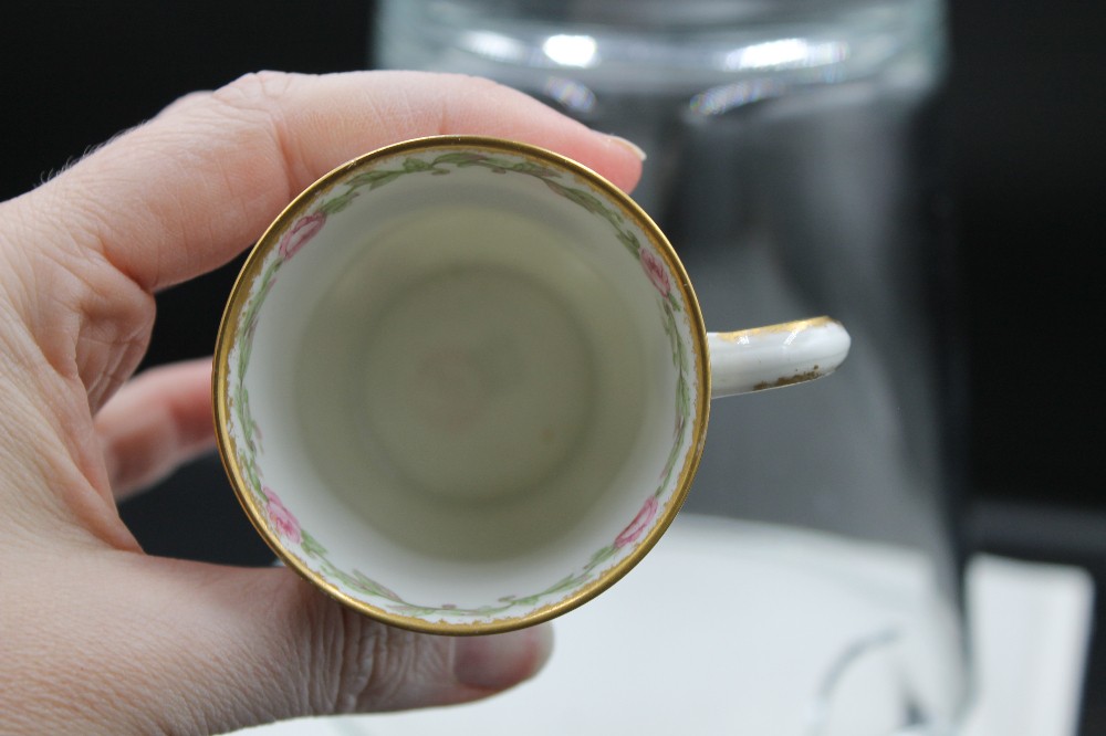 Vtg Limoges porcelain teacup/removable gold glitter faux tree