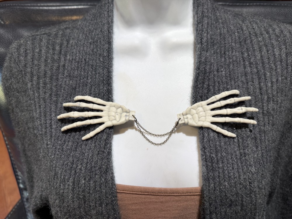 Sweater Clips - Skeleton Hands, Cloak Clip, Dress Clip, Collar Clip