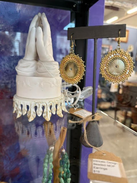 Intricate Design MOP & Hand Beaded Earrings