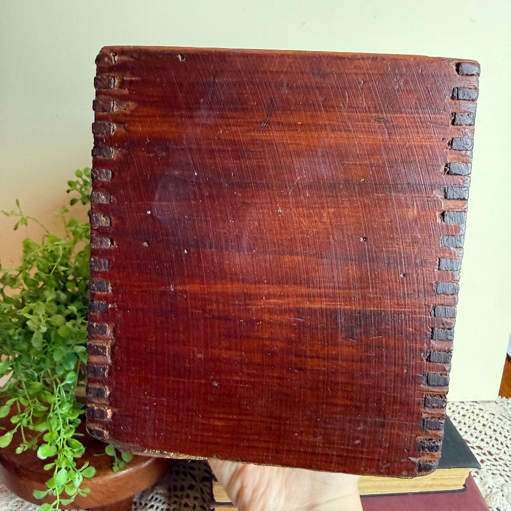Antique Wood Dovetailed Drawer with Brass Pull