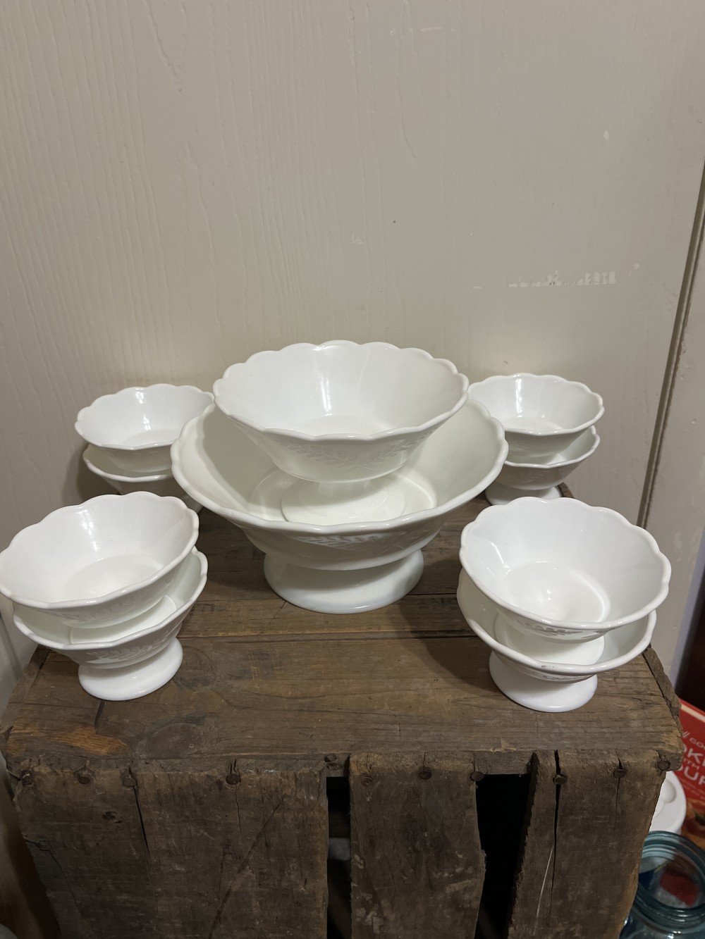 Vtg milk glass pedestal bowl-6” As Is
