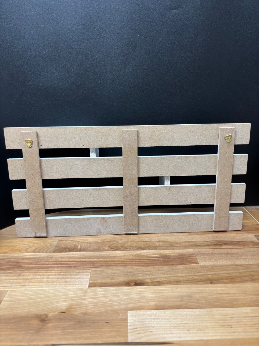 Wall Shelf Organizer White Wood Tiered Display with 3 Hooks 16 Inch