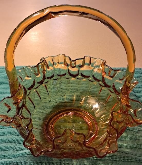 Fenton Amber Thumbprint Basket