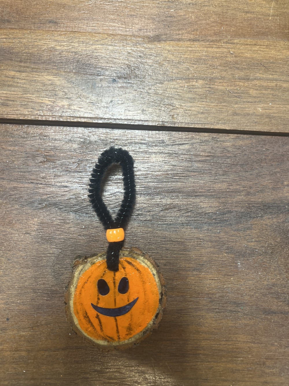Pumpkin wood slice Halloween ornament