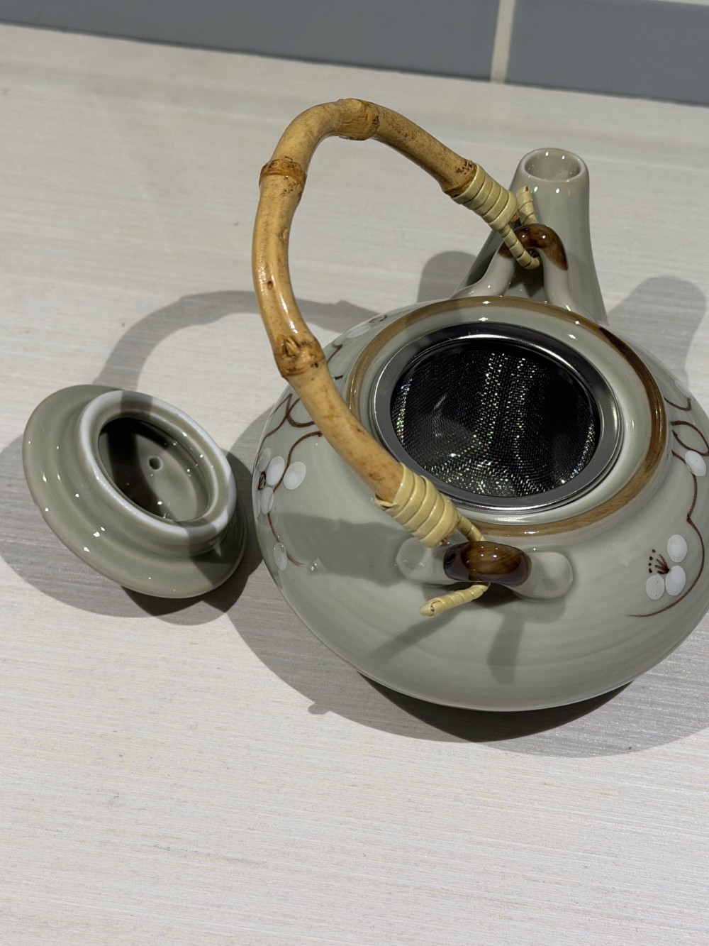 Vintage Small Floral Ceramic Teapot 5’