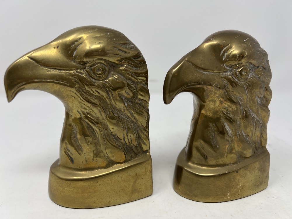 Pr Vtg Brass Bald Eagle Bookends