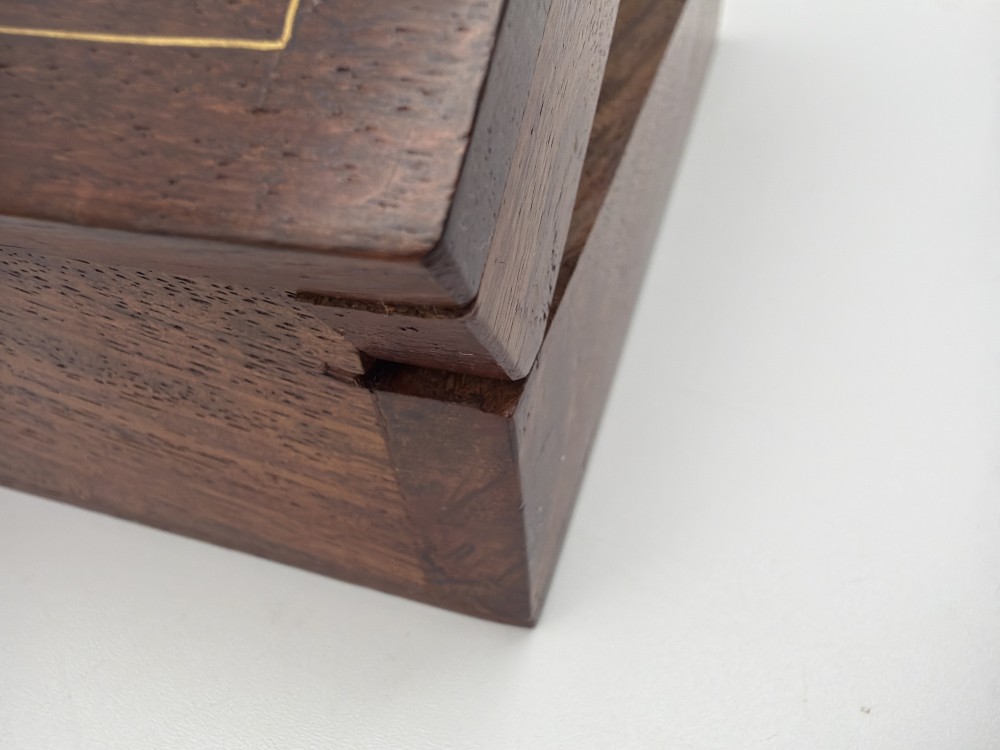 Vintage Wood & Brass Inlay Box