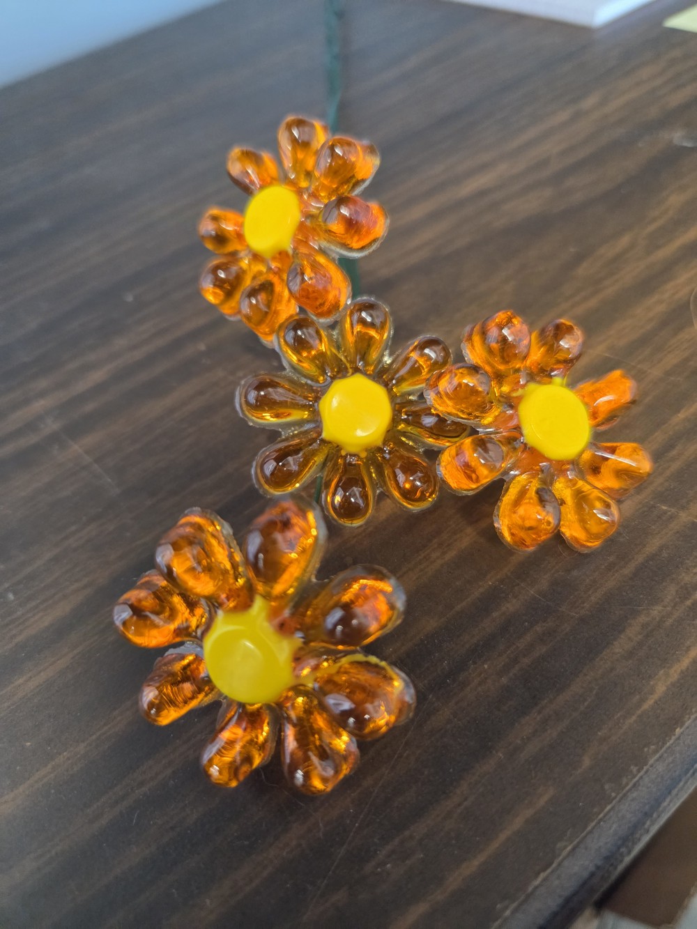 DO-1599 retro lucite acrylic orange flowers