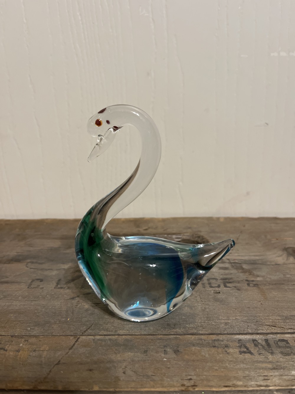 Vtg Lefton blown glass swan