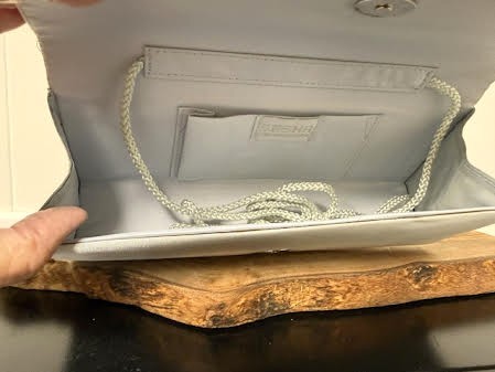 Sasha Silver Rhinestones Adornment Evening Clutch Purse
