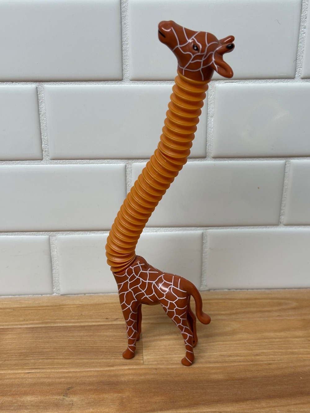 Toy Giraffe Vintage Accordion Stretch Neck Plastic Figure 4½