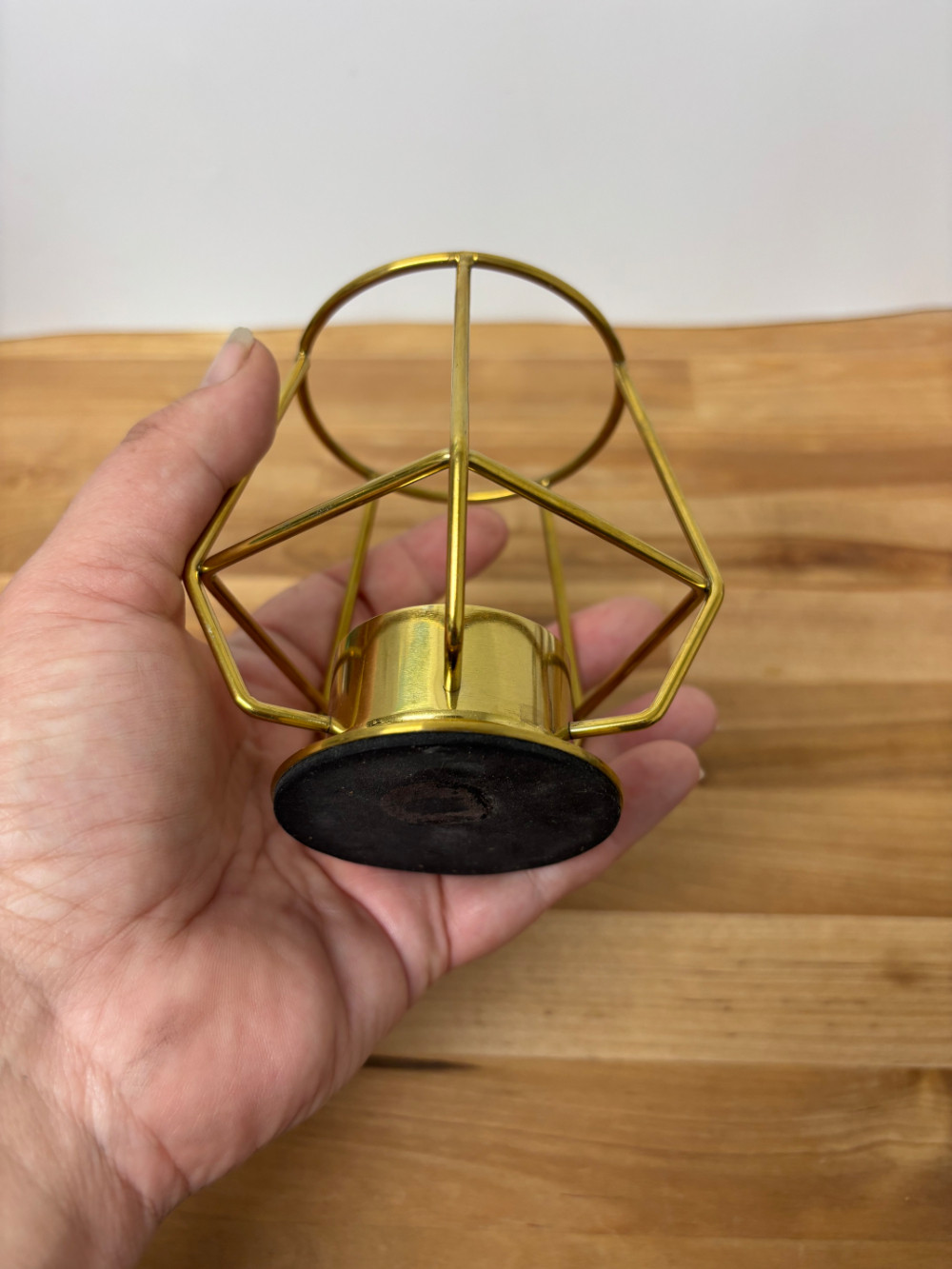 Gold Geometric Metal Tealight Candle Holder Modern Open Frame Table Decor