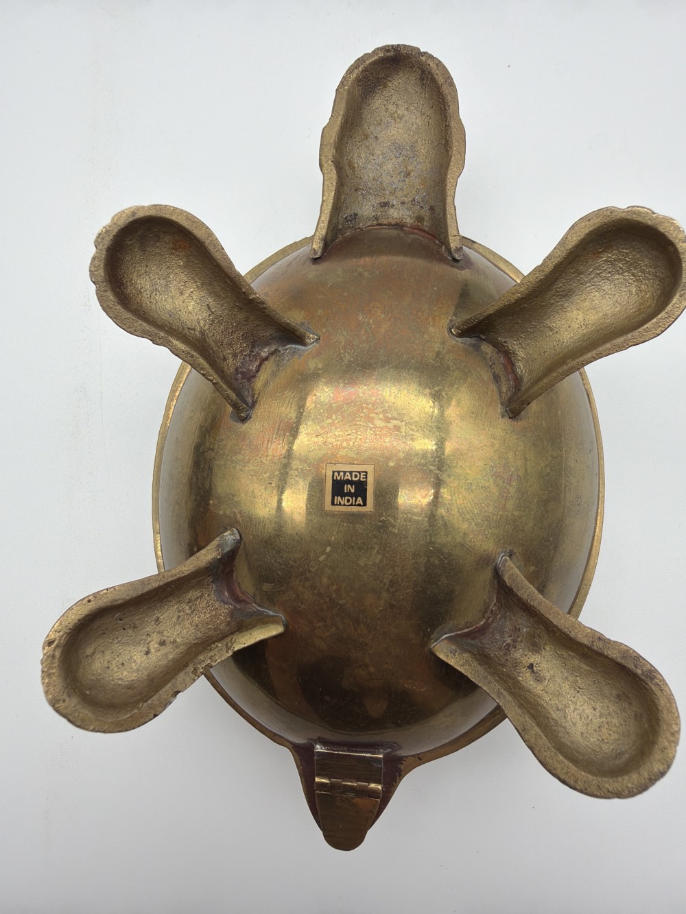 Vtg Brass & Mother-of-Pearl Turtle Trinket Box