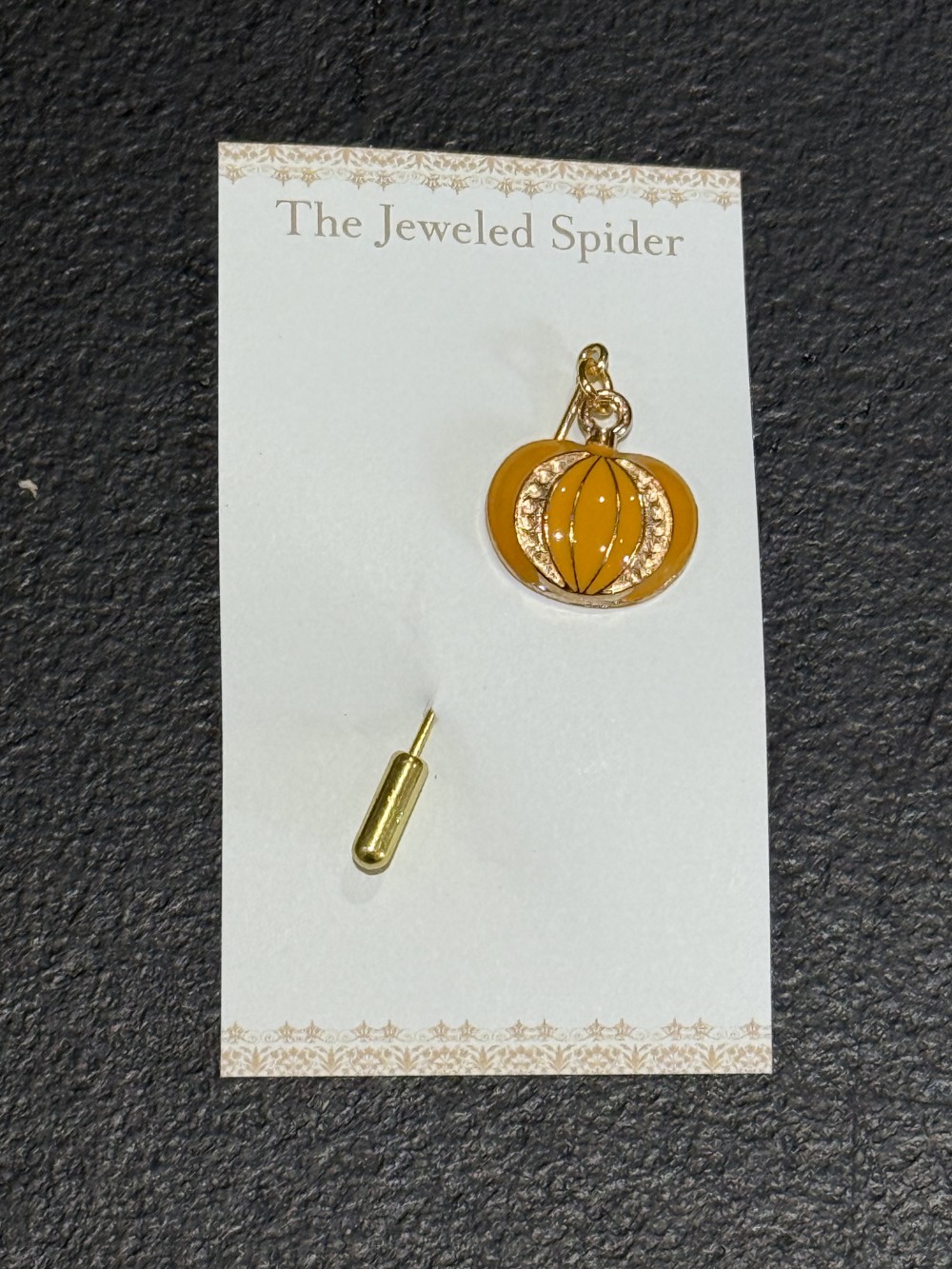 Hat Pin, Scarf Pin - Orange Enamel Pumpkin, Lapel Pin
