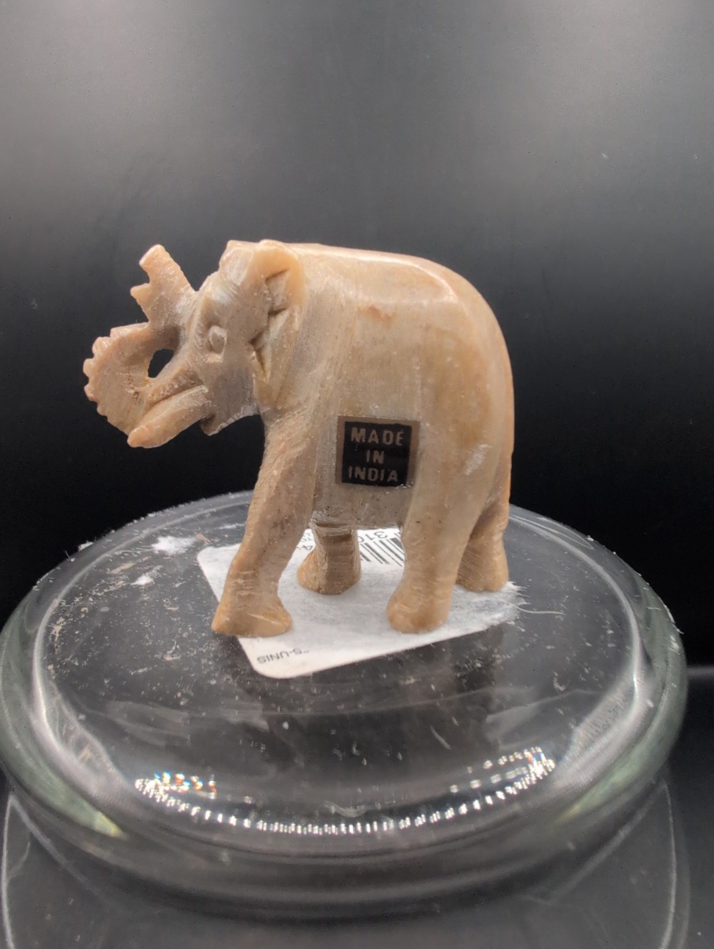 Miniature carved stone elephant made in India