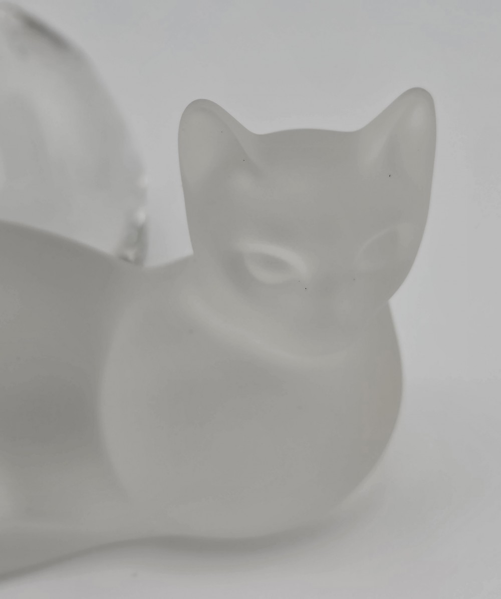 VTG 1993 Lenox Crystal Cat Frosted and Clear Set