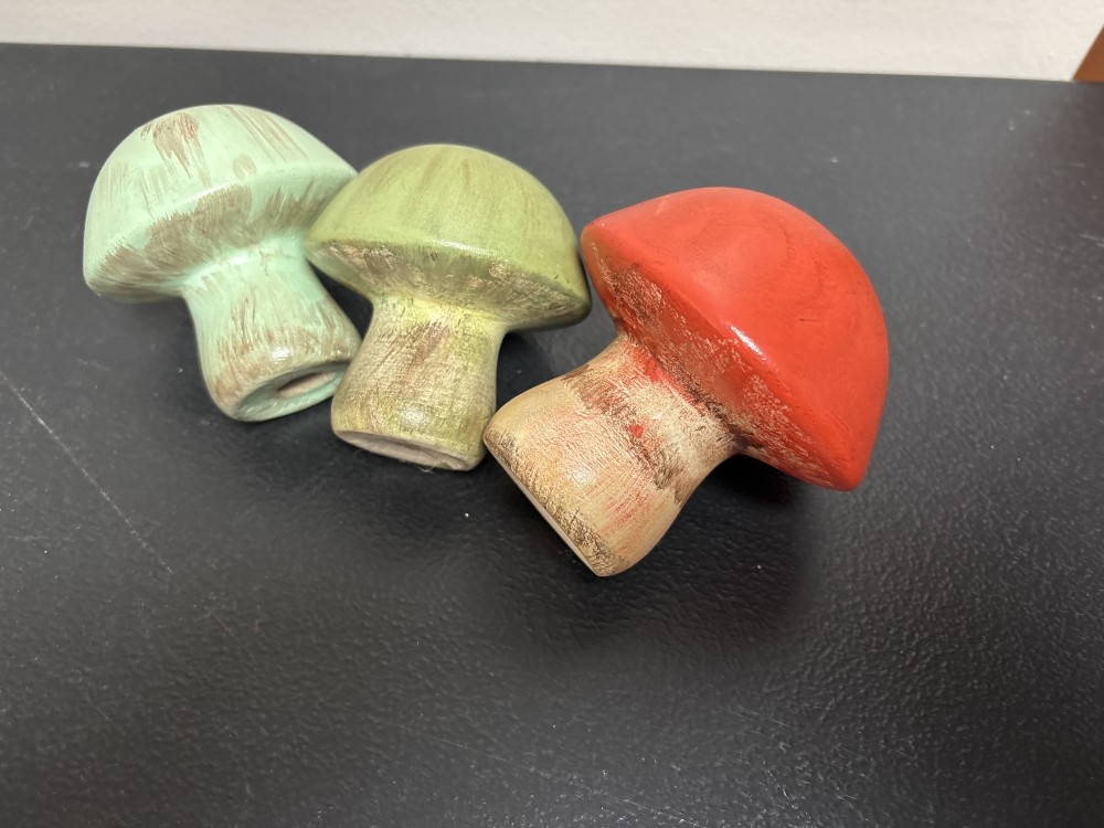 Ceramic Hand painted Mushrooms Set of 3