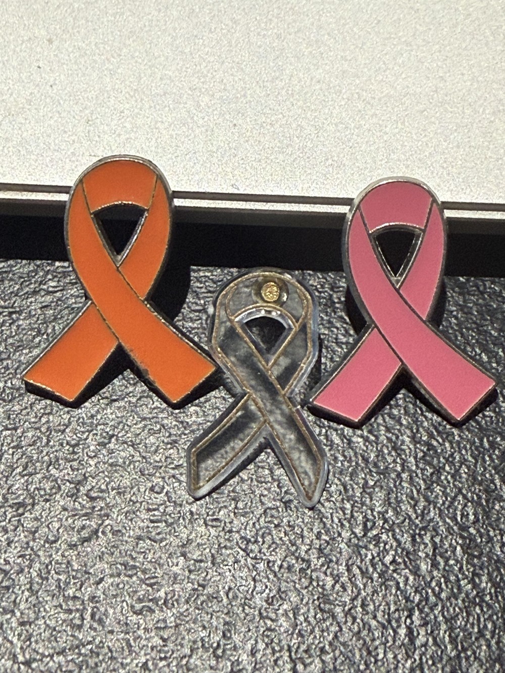 Ribbon Pins - Set of Three, Enamel Pins, Breast Cancer Awareness