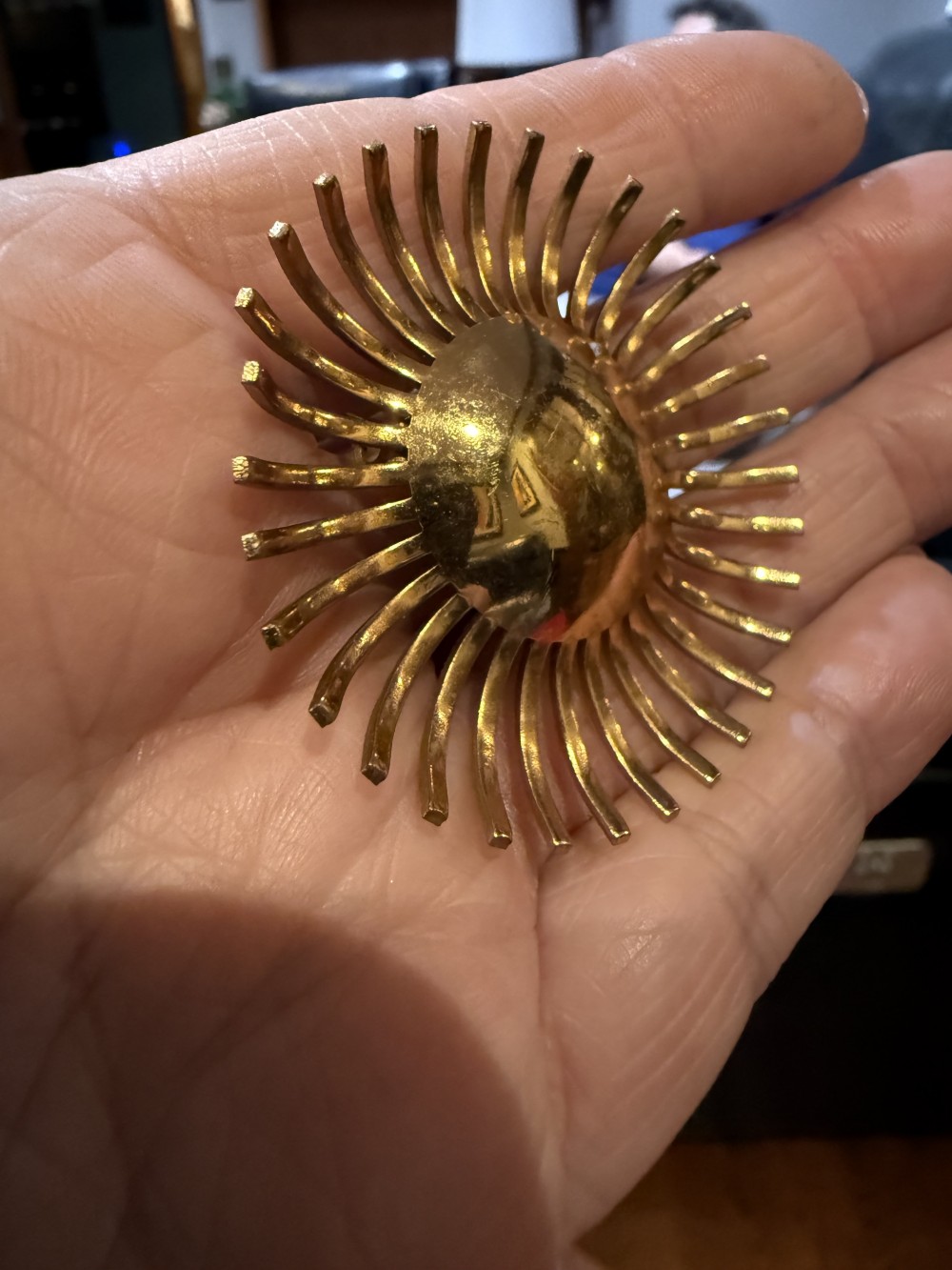 Vintage Gold Round Spikey Brooch Pin