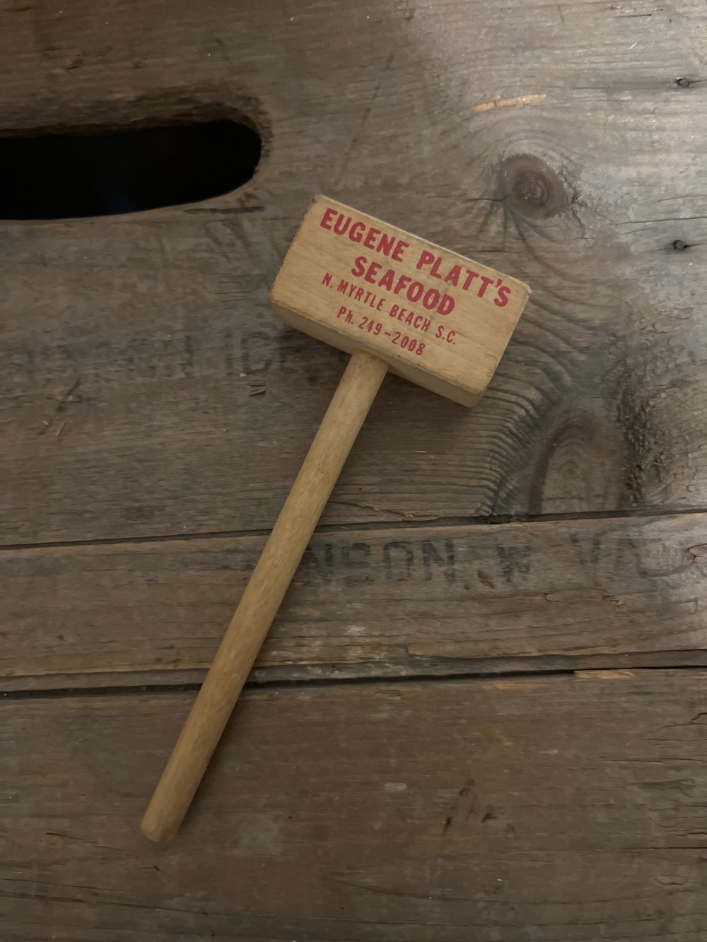 Vtg Platt’s Seafood crab mallet
