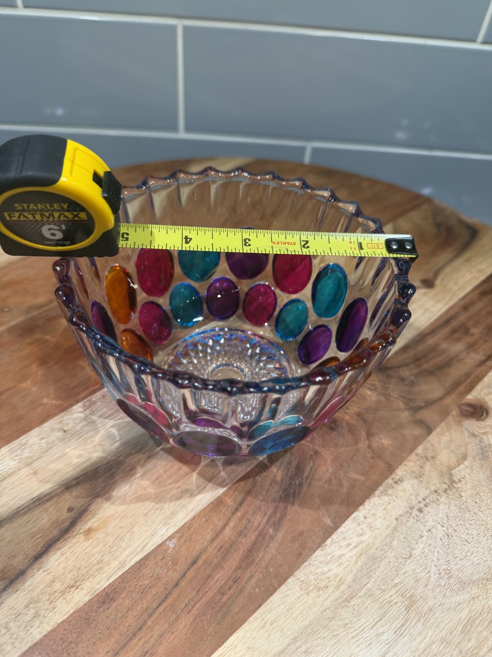 Retro Jewel-Tone Glass Candy Dish – 5”