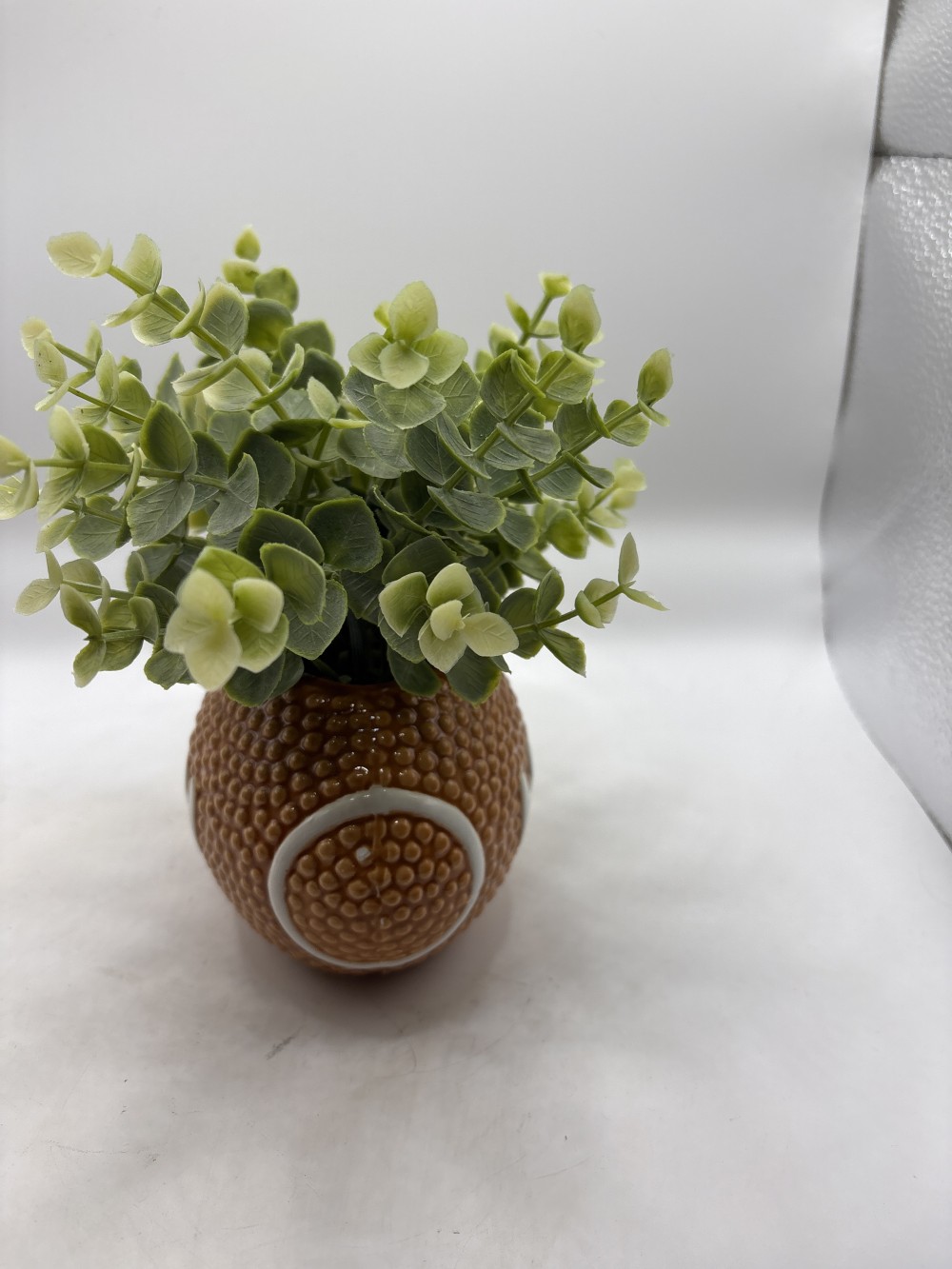 Ceramic Football Planter with Faux Greenery 5 inch long