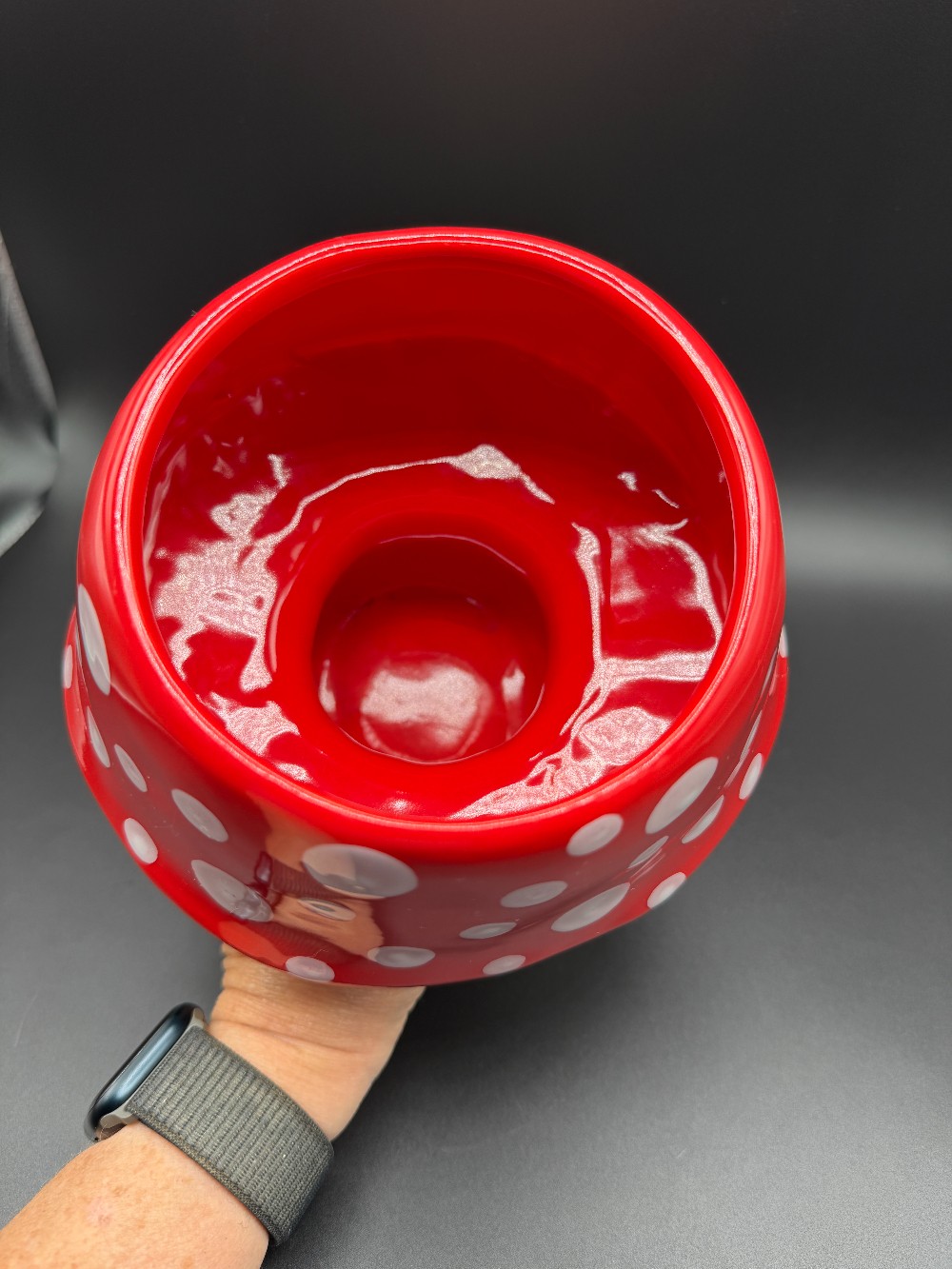 Red & White Polka Dot Ceramic Mushroom Planter Pot