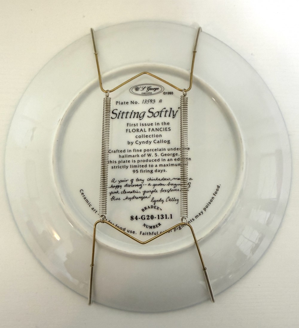 Bird & Floral Decorative Plate w/ hook