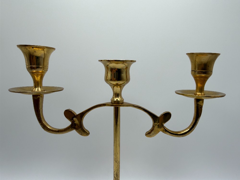 Vintage Brass 3-Light Candelabra - 9 Inch Traditional Triple Taper Candle Holder