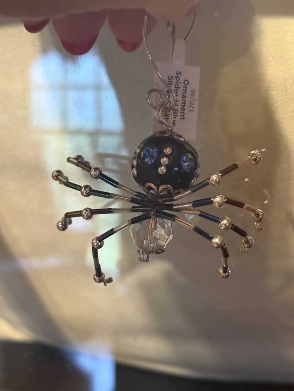 Ornament Spider M Blue Silver Clear