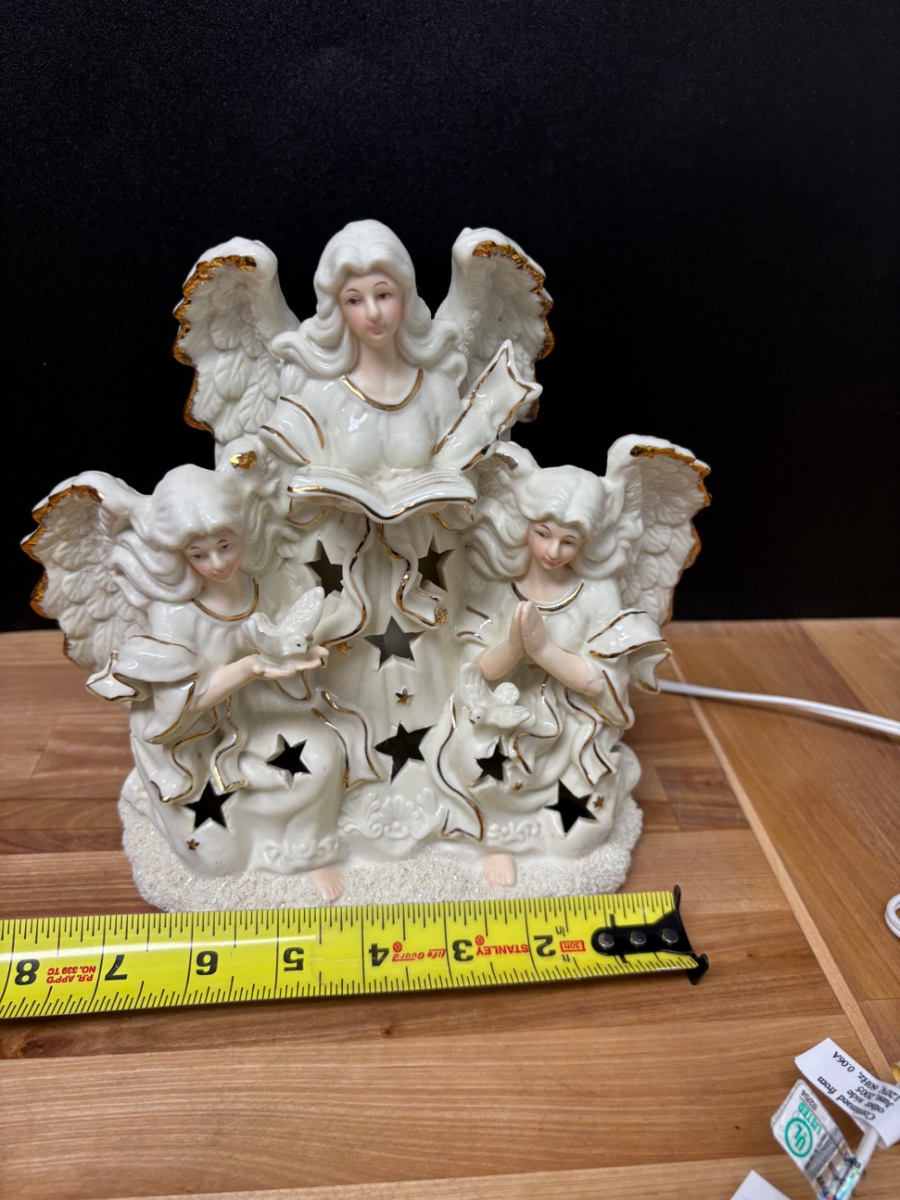 Vintage 3 Angel Christmas Light JCPenney Home Collection Bisque Ceramic