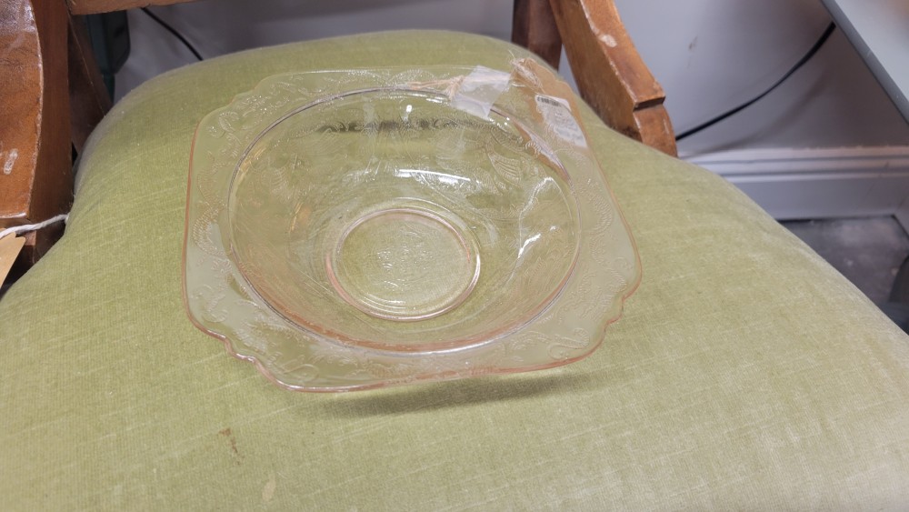 Pink Depression Glass Bowl - Madrid Pattern