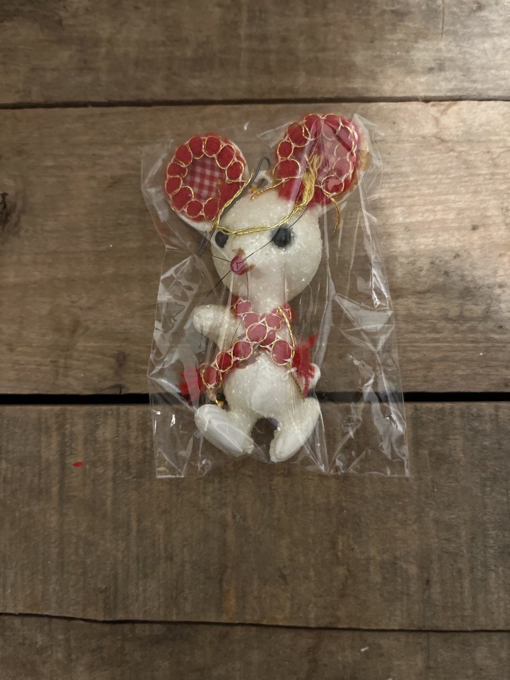 Vtg glittered mouse ornament
