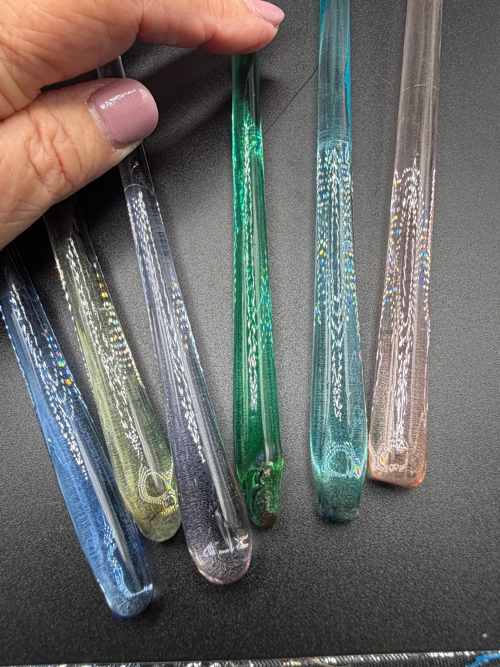 Vintage 1990s Artland Celebration Rainbow Long Stem Champagne Flutes - Set of 6