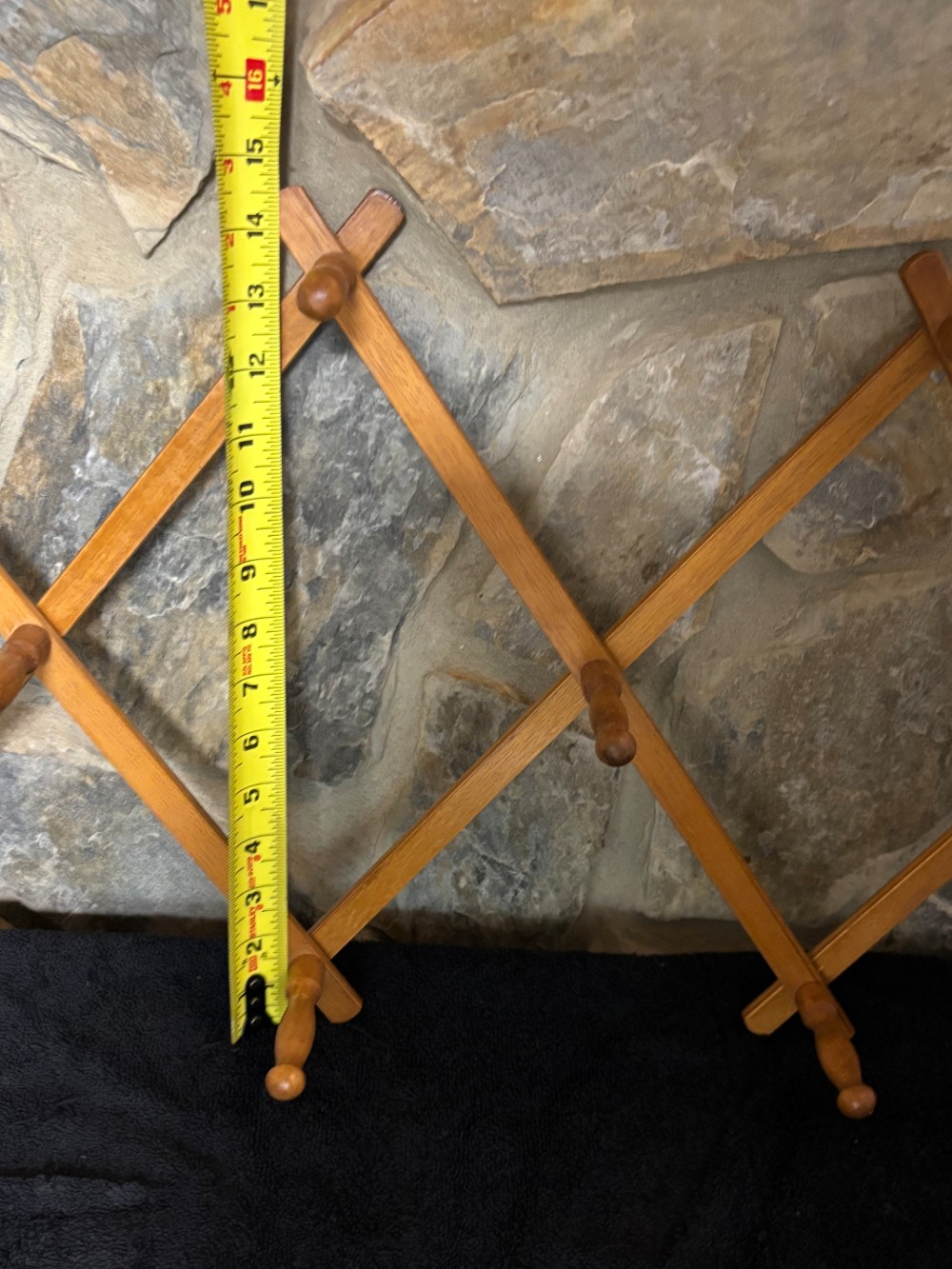 Wooden Accordion Wall Peg Rack 10 Hook Vintage Japan Expandable Hanger